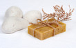 Spa and skin care background with a bar of natural soap