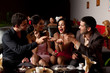 Foto: friends feeding young woman ice-cream friends feeding young woman ice-cream