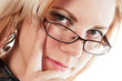 Woman with finger on the head