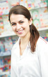 Pharmacy chemist woman in drugstore