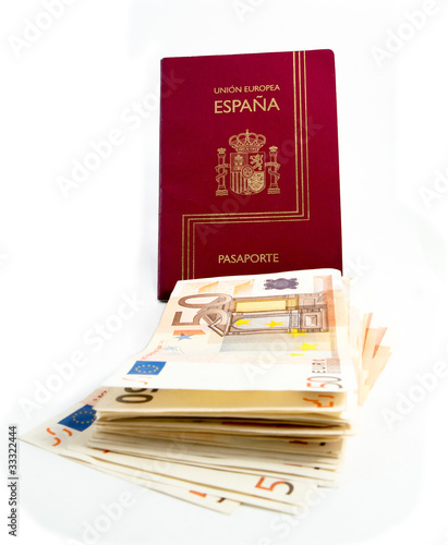 Photo: Spanish Passport and money Spanish Passport and money