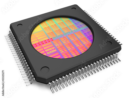 Illustration: Microchip with visible die Microchip with visible die