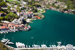 top view of the sea bay with yachts