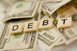Many Dollar Bills with the words Debt on them
