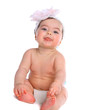 Baby Girl in diapers showing her tongue
