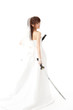 beautiful asian bride with japanese sword