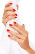 Hands squeezing towel