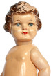 Headshot of an old vintage doll
