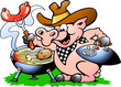 Pig standing and making BBQ Pig standing and making BBQ