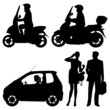several people on a street - vector silhouettes several people on a street - vector silhouettes