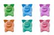coloured piggy banks