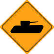 Tank crossing sign isolated