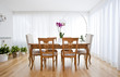 Photo: modern dining room with white curtains modern dining room with white curtains