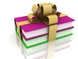 books with a bow on white background books with a bow on white background