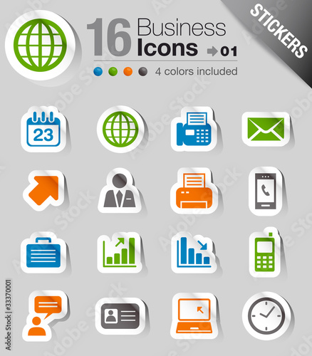 Vektor: Stickers - Office and Business icons Stickers - Office and Business icons