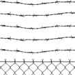 vector of wired fence with five barbed wires
