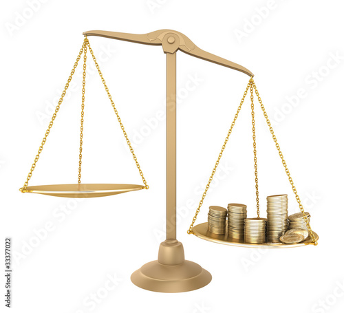Photo: Gold balance. Something cheaper than money, isolated Gold balance. Something cheaper than money, isolated