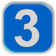 Photo : Button blau Ecken rund rand ZAHL 3