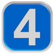 Button blau Ecken rund ZAHL 4 Button blau Ecken rund ZAHL 4
