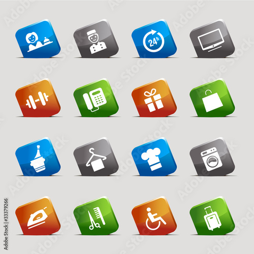 Vector: Cut Squares - Hotel icons Cut Squares - Hotel icons