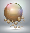 Abstract background with gold bubbles.