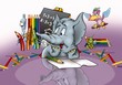 Elephant in School - Cartoon Background Illustration