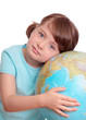 Little girl with globe