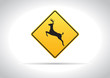 Deer Crossing - Vector Road Sign Icon Deer Crossing - Vector Road Sign Icon