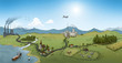 Stadt, Land, Fluß, Illustration Stadt, Land, Fluß, Illustration