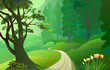 Green Amazon Forest With Lonely Pathway Green Amazon Forest With Lonely Pathway