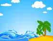 Tropical palm on island