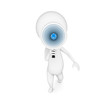 3d rendered illustration of a little guy with a megaphone