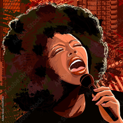Vektor: jazz singer on grunge background jazz singer on grunge background