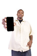 Black Businessman Holding a Cell Phone