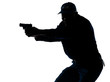 Policeman aiming a handgun