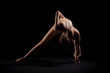 Geometric posing girl over dark background