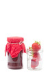 Glass pot with strawberry jam isolated on white Glass pot with strawberry jam isolated on white