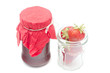 Glass pot with strawberry jam isolated on white Glass pot with strawberry jam isolated on white