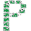 P, Alphabet Football letters made of soccer balls and fields