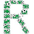 r, Alphabet Football letters made of soccer balls and fields