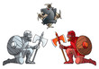 Chess black and white pawns, Dark Ages style, vector Chess black and white pawns, Dark Ages style, vector