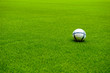 soccer ball on playing lawn soccer ball on playing lawn