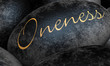 Schwarze Steine mit Text - Oneness