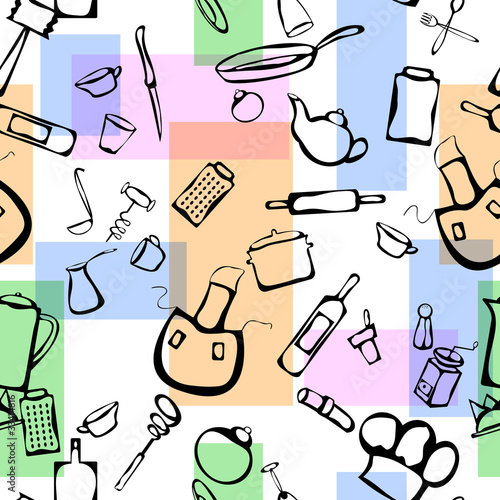Vector: Seamless pattern with kitchen stuff Seamless pattern with kitchen stuff