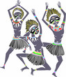 Dancing wild African native people with traditional dress.