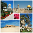 Collage of Israel landmarks -old Jerusalem,Bahai temple at Haifa