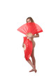 Naked woman dance with fans