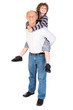 Foto: Grandfather giving grandson piggy-back Grandfather giving grandson piggy-back