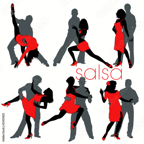 Vektor: Salsa silhouettes set Salsa silhouettes set
