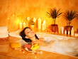 Woman take bubble  bath.
